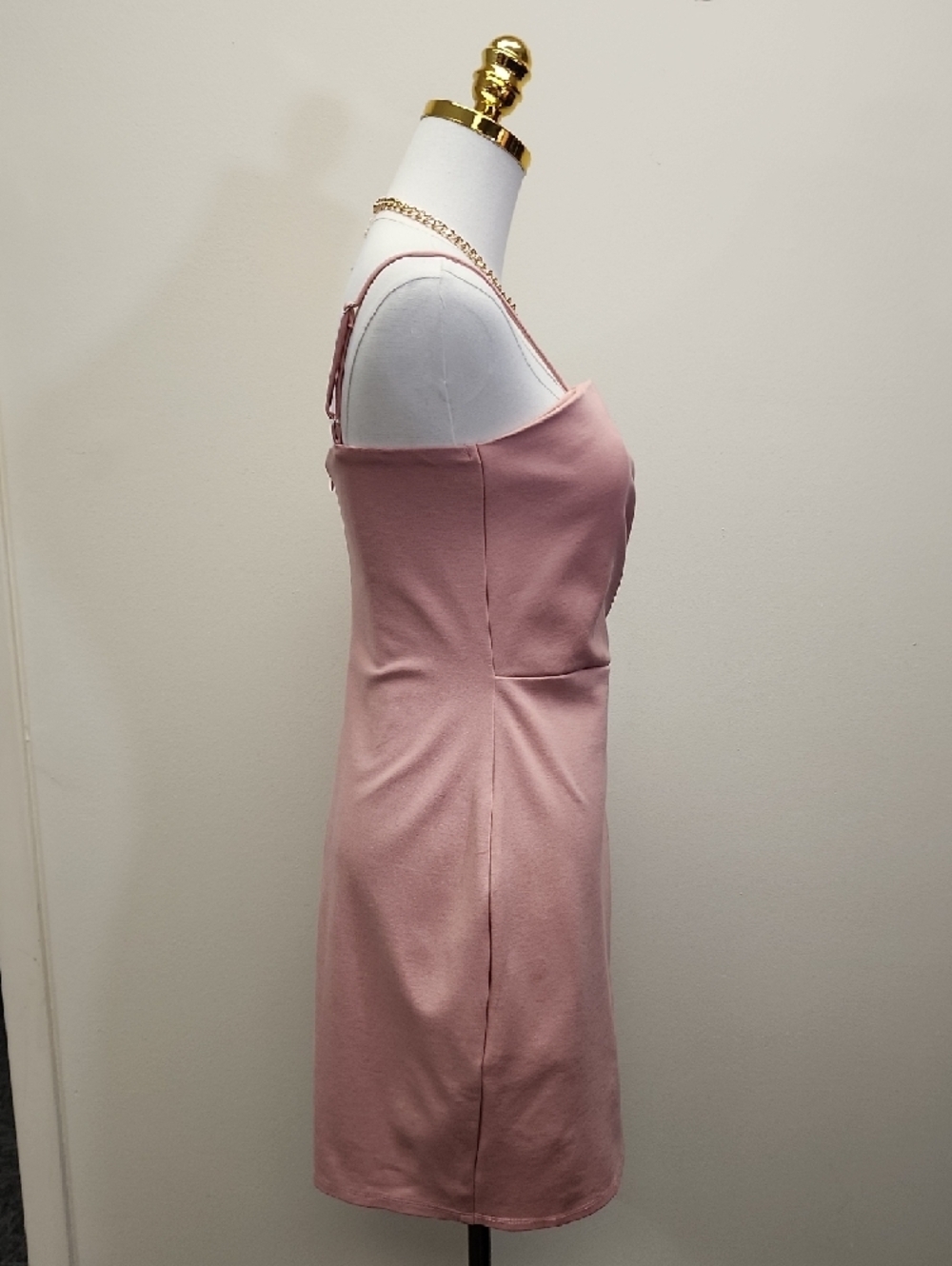 Lulus Pink Satin Slip Mini Dress Draped Bodycon Spaghetti Strap Size Small - Picture 5 of 12
